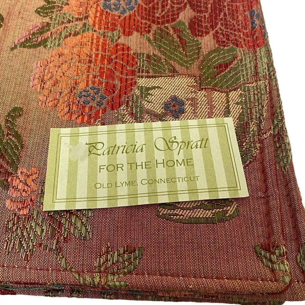 Patricia Spratt Tapestry Floral Placemats Set of 4 Brown Red Reversible NWT